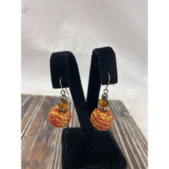 Women's Gold Orange Bead Necklace Earring Set GUC - Picture 8 of 8